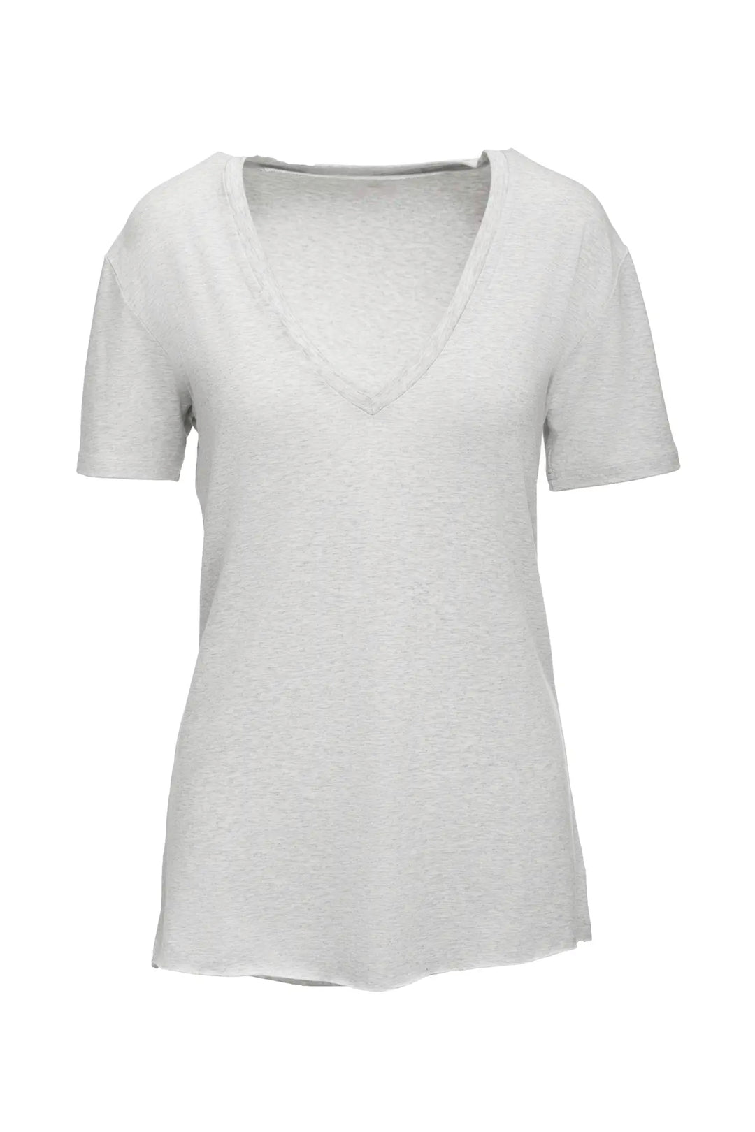 Light heather grey women's bamboo and cotton V neck T-shirt