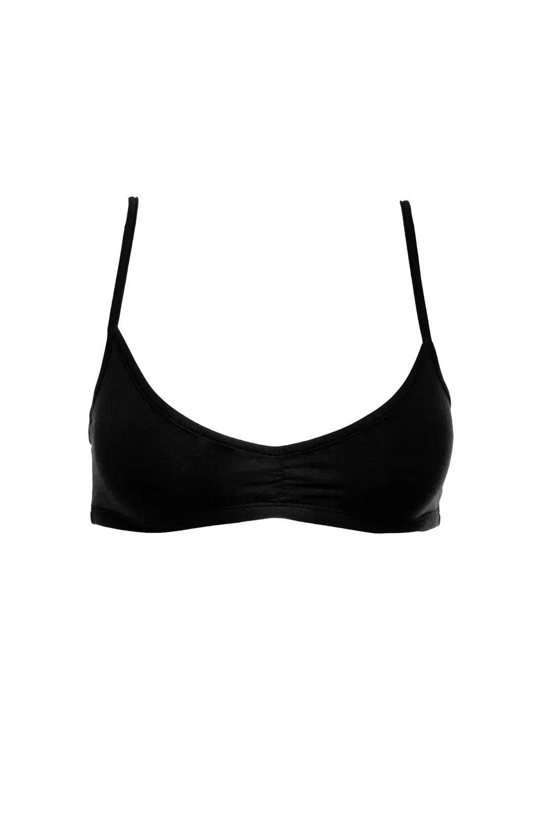 Black bralette with ruched front detail