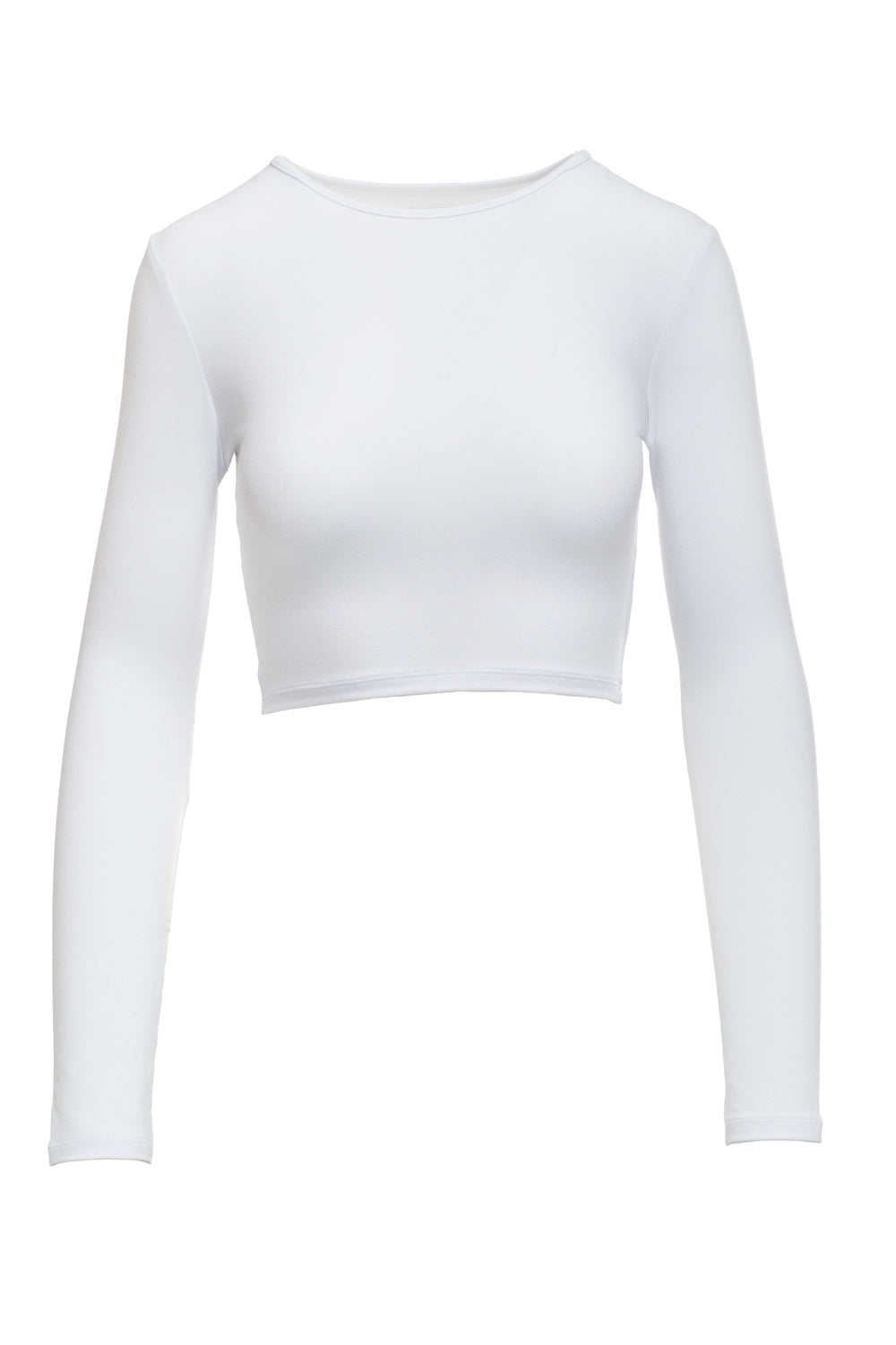 White long sleeve fitted crop top