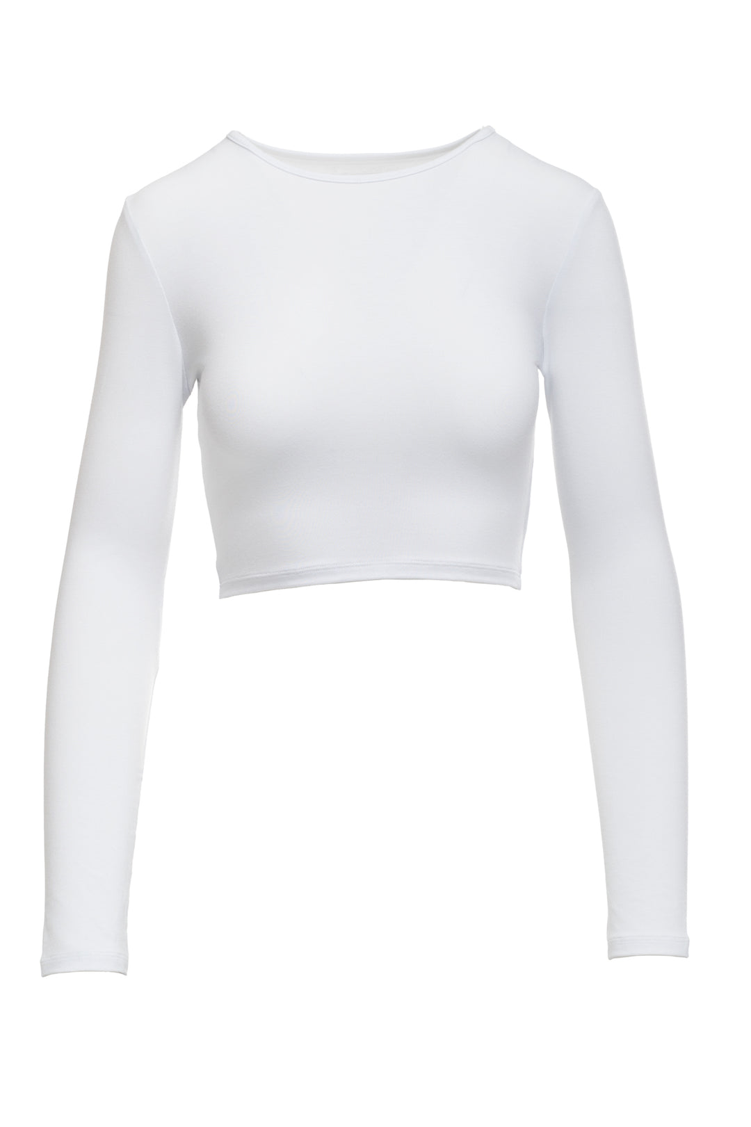 White long sleeve fitted crop top
