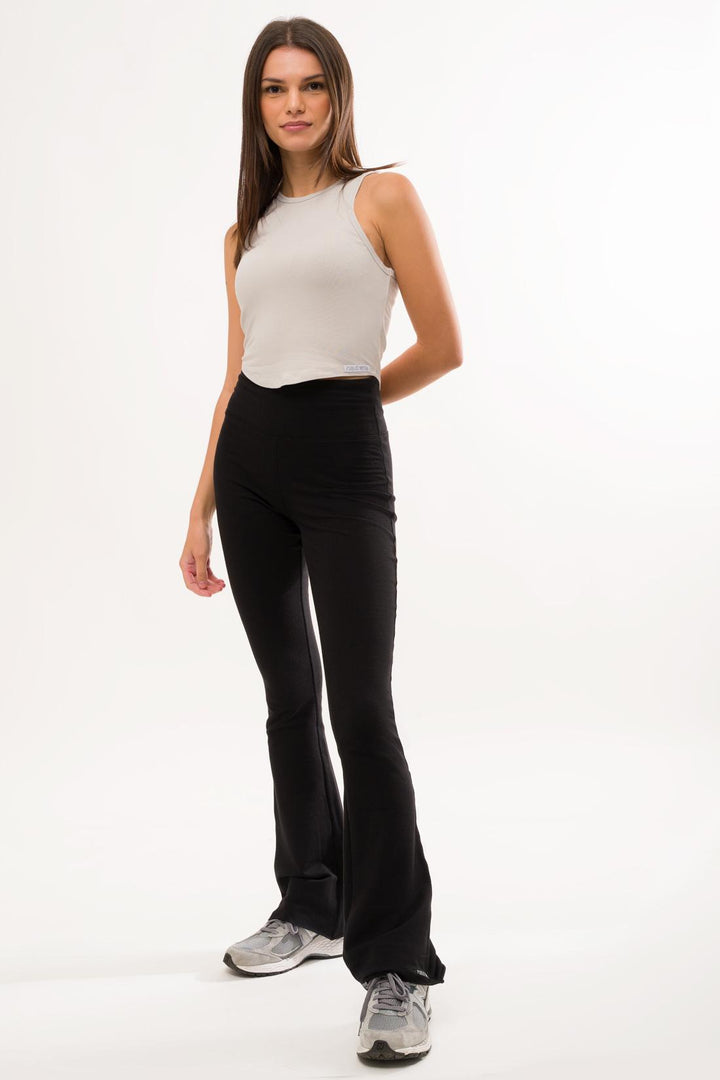 racer front top and flare leggings