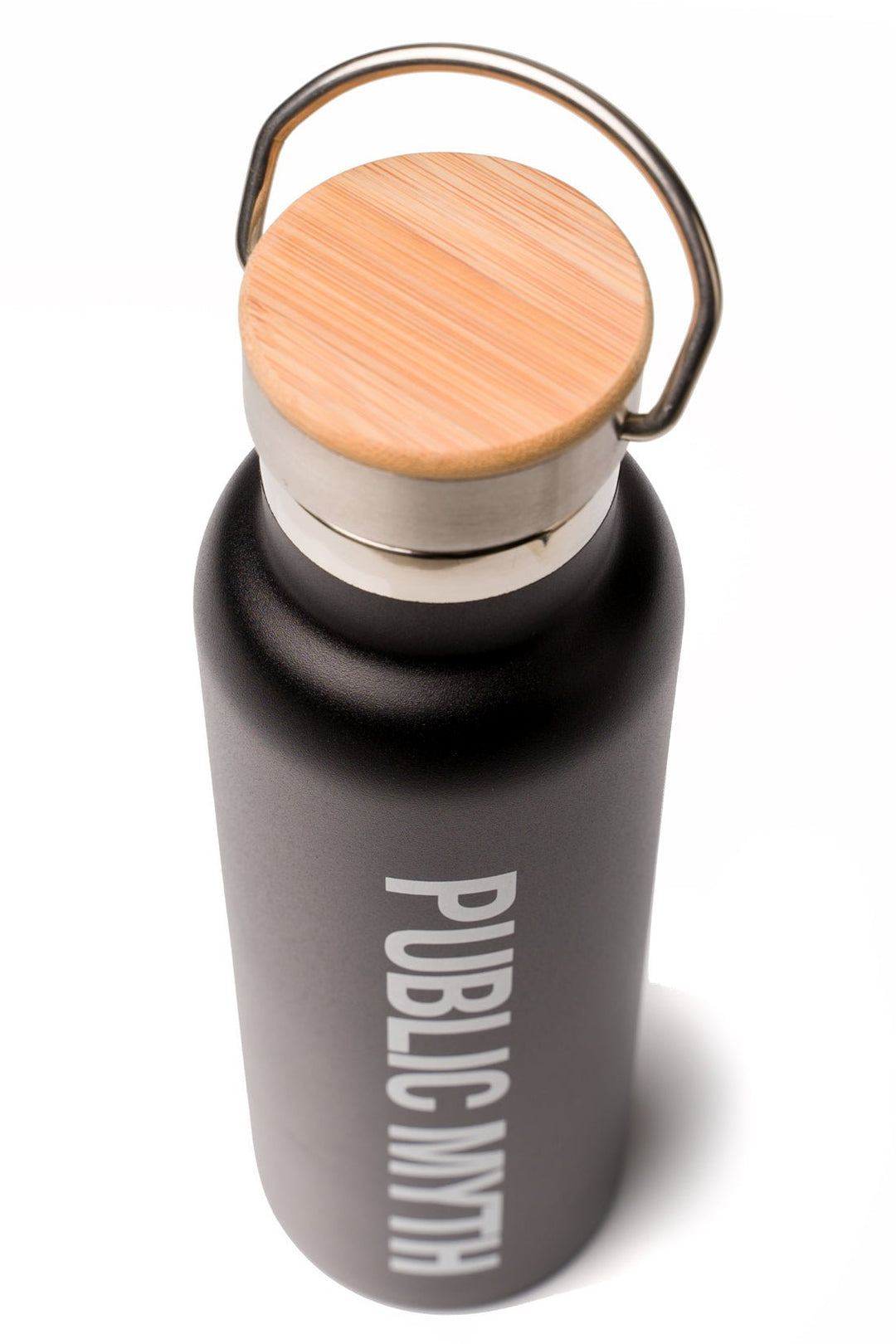 Public Myth stainless steel water bottle with bamboo top