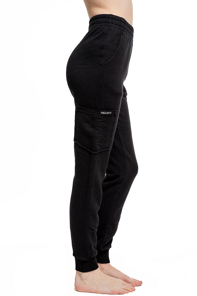 black organic cotton joggers for women with three pockets