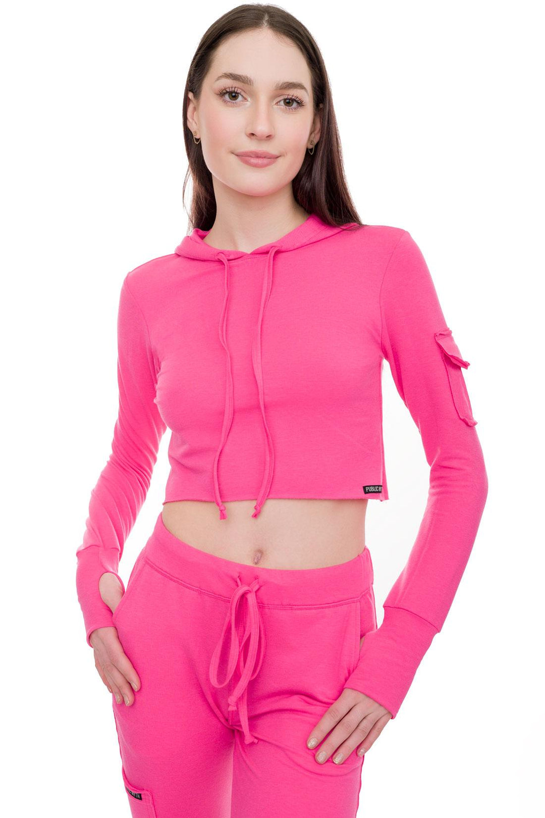 hot pink cropped hoodie