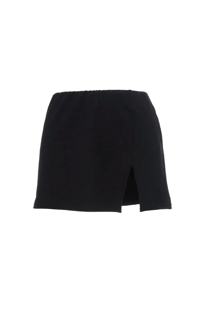 Black Front Slit Mini Skirt