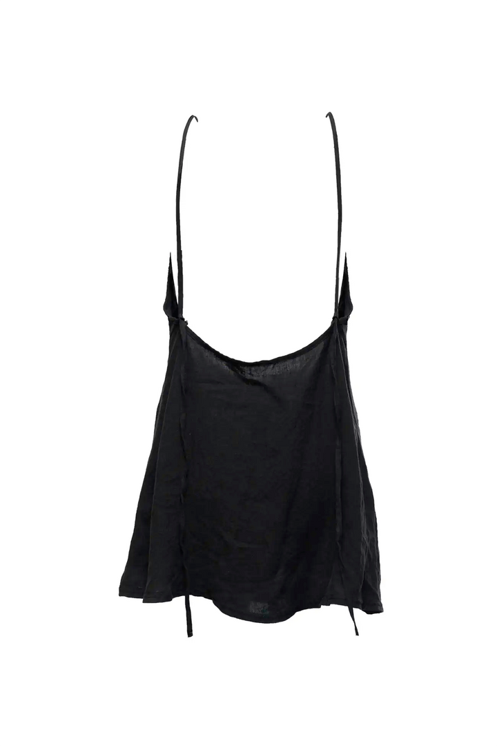 Black short linen dress