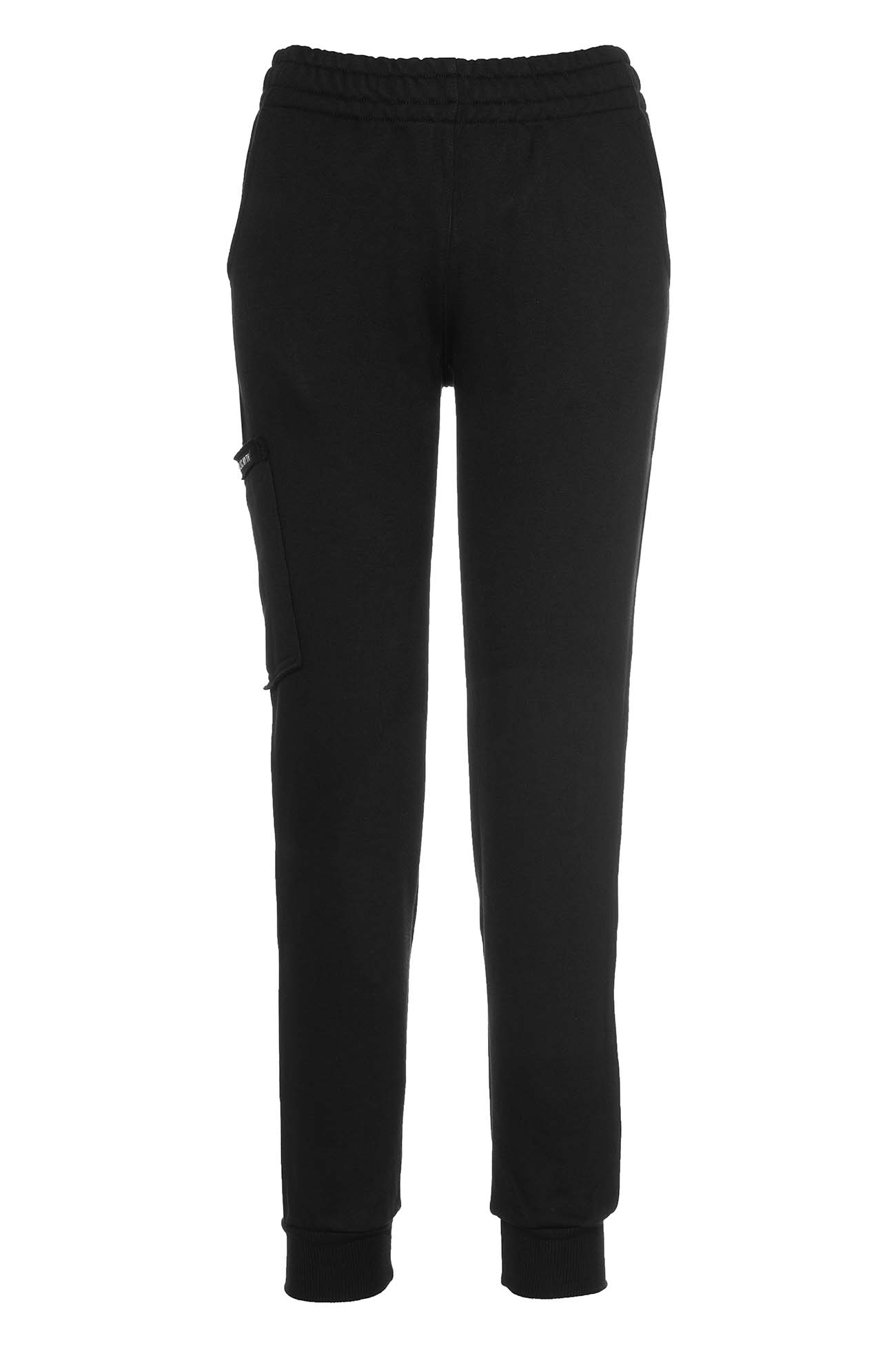 Women's black organic cotton and bamboo sweat pant with cargo pocket