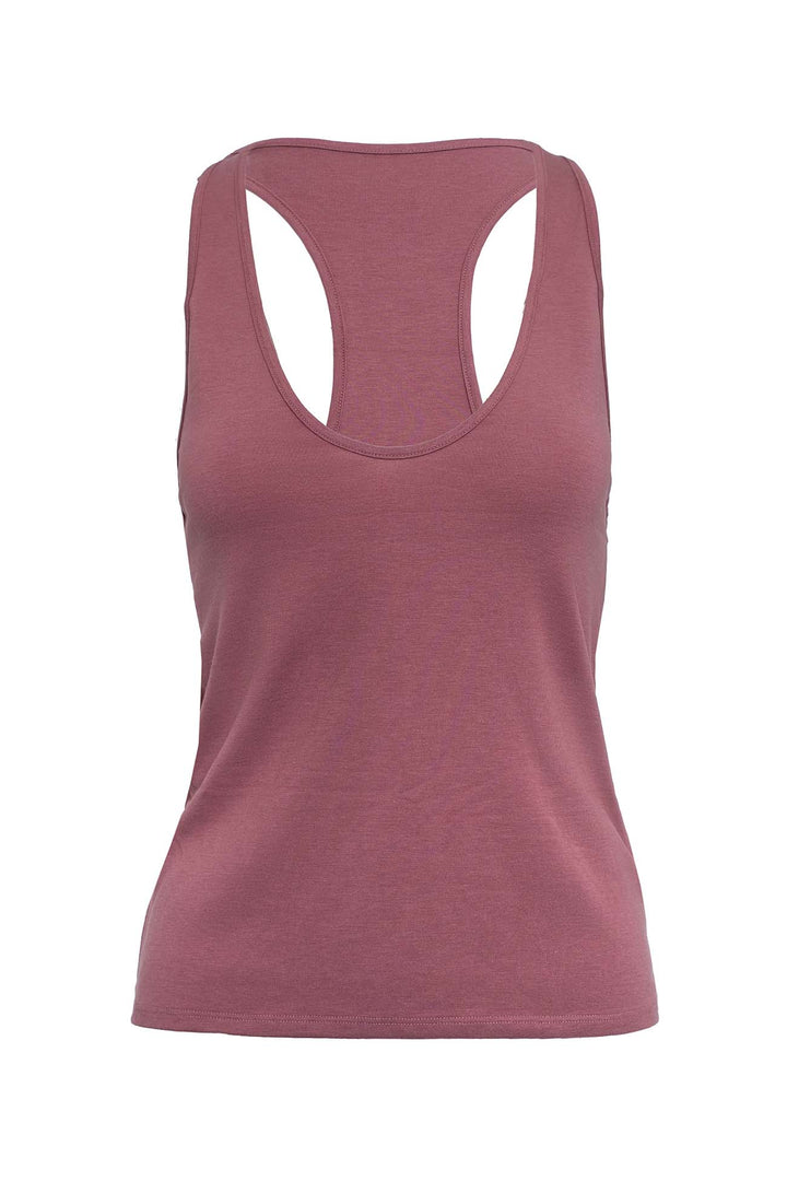 Aria Dusty Rose organic cotton tank top with a scoop neck on a white background
