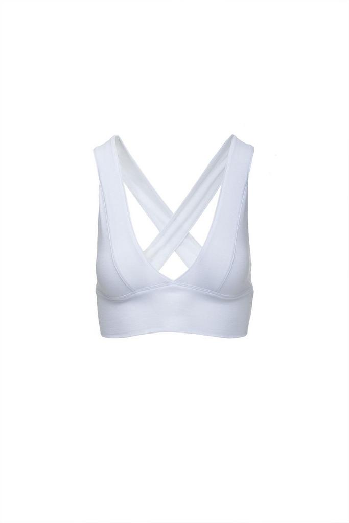 V Neck sports bra in white