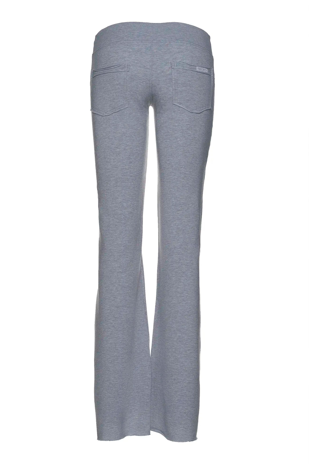 Heather grey low rise flare pants with back pockets