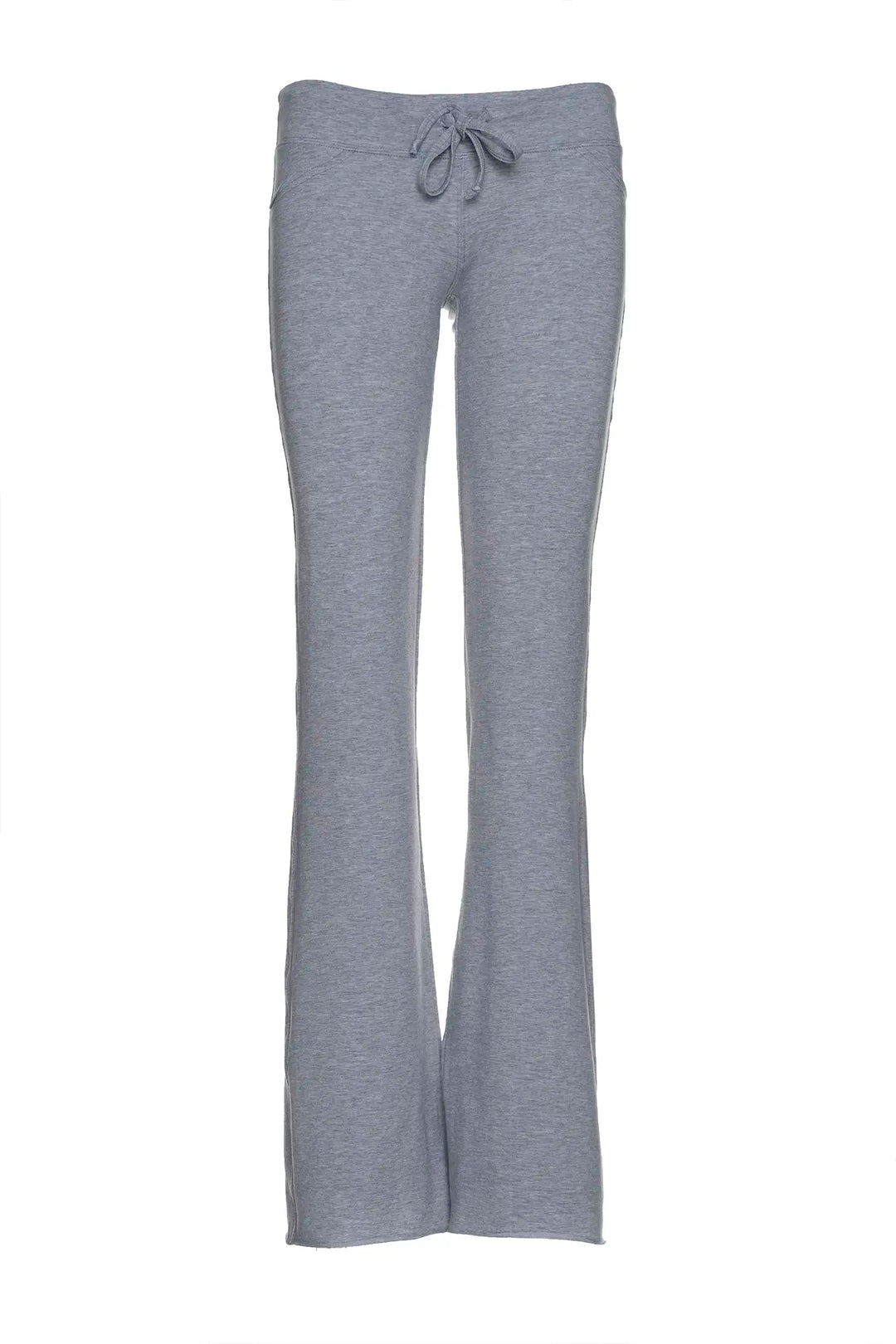 Heather grey low rise flare pants with drawstring