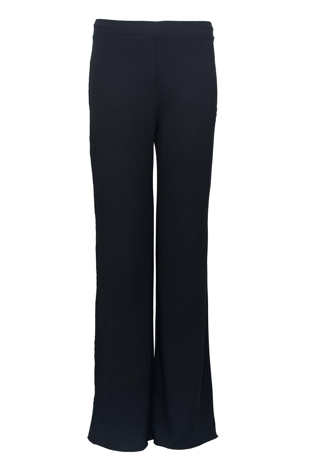 Black wide-leg yoga pants on a white background