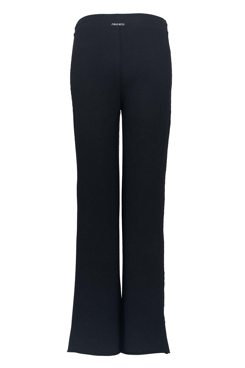 Black high rise yoga pants on a white background