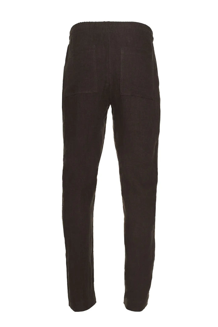 Men's dark brown linen pant