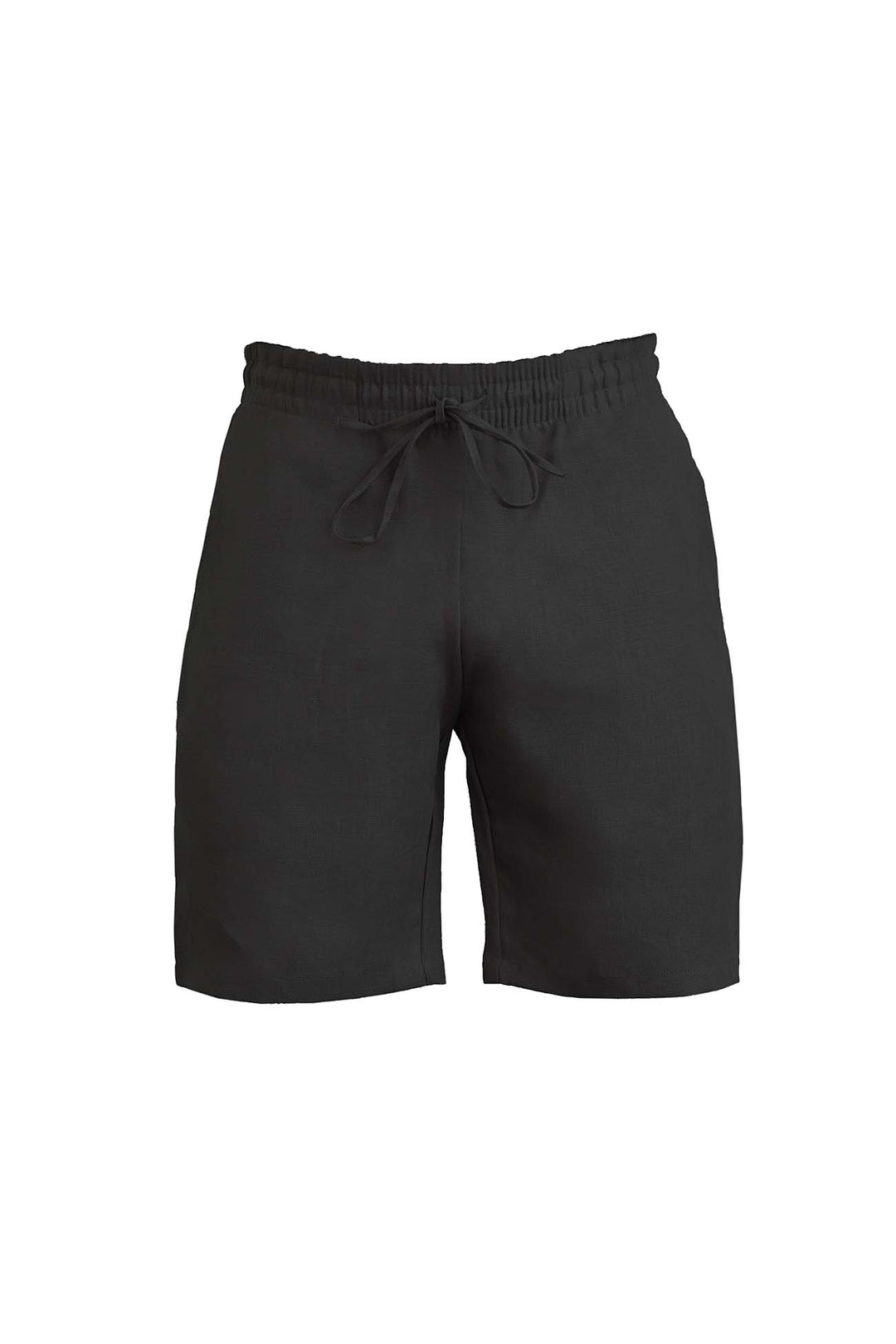 Black men's linen short with tie waistband