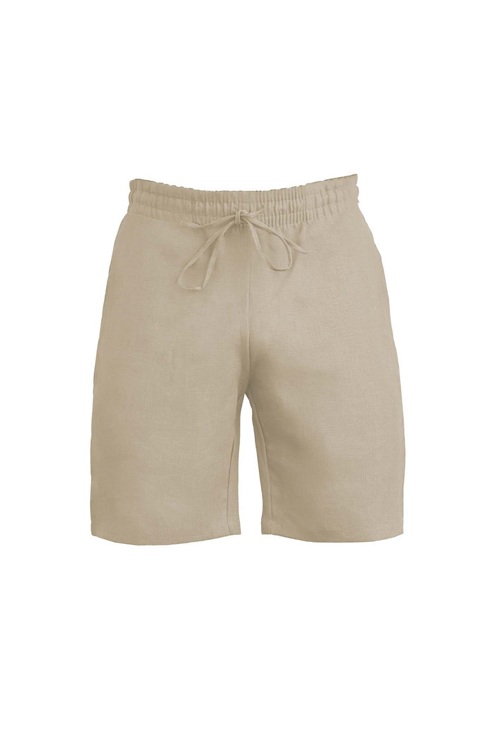 Natural men's linen short with tie waistband