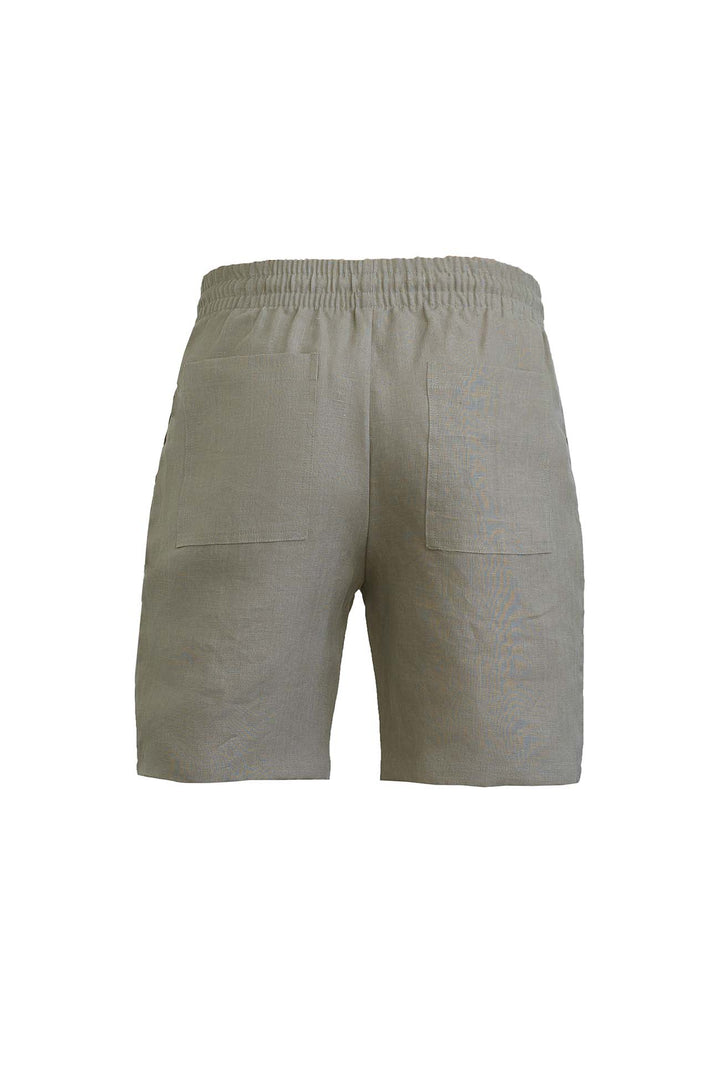 Taupe men's linen short with back pockets
