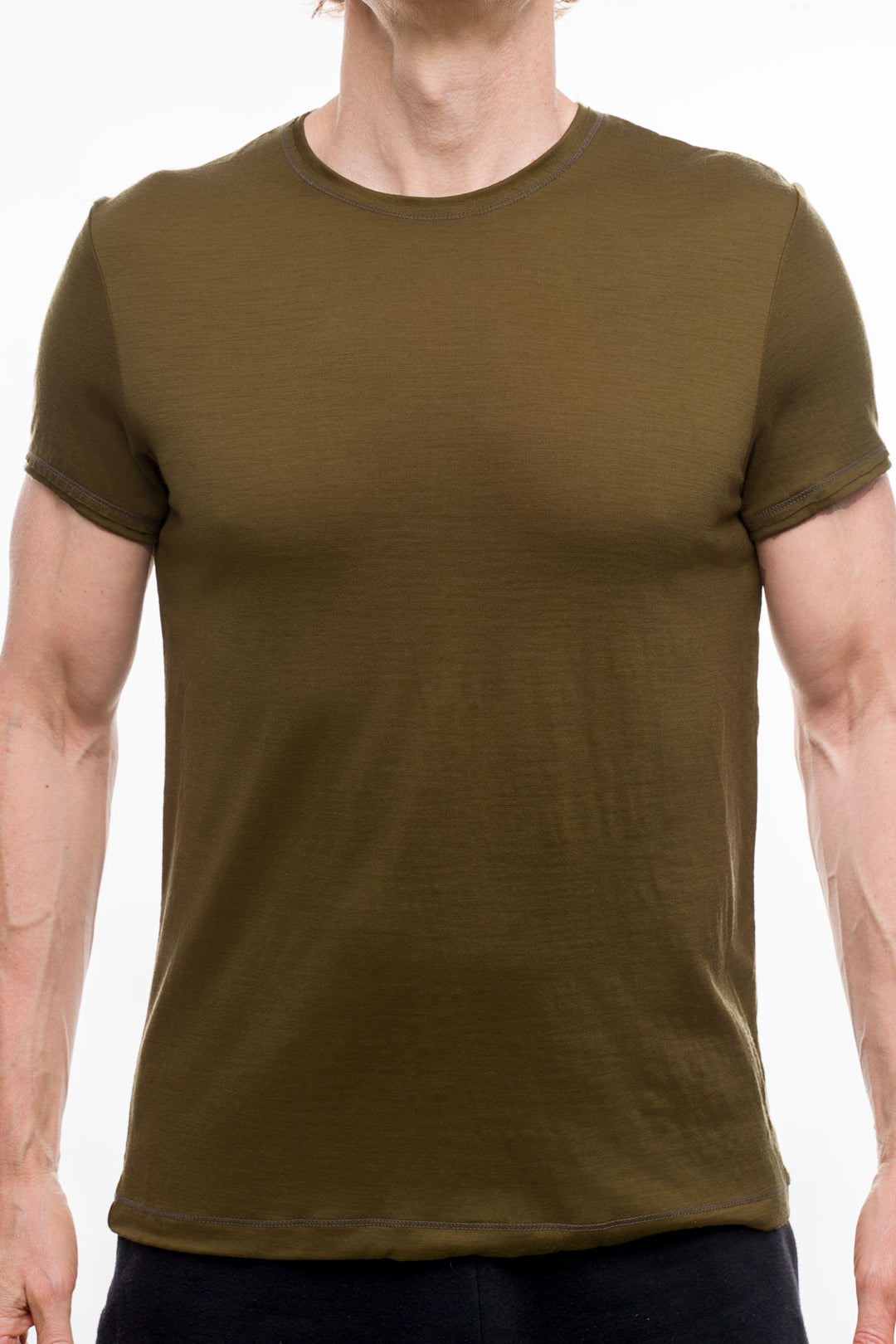 army green men's merino wool t-shirt