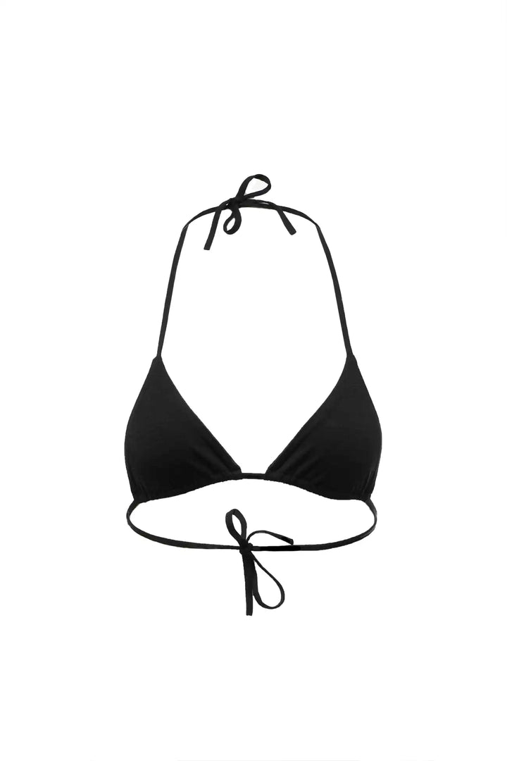 Merino Wool Black Tie Bikini Top