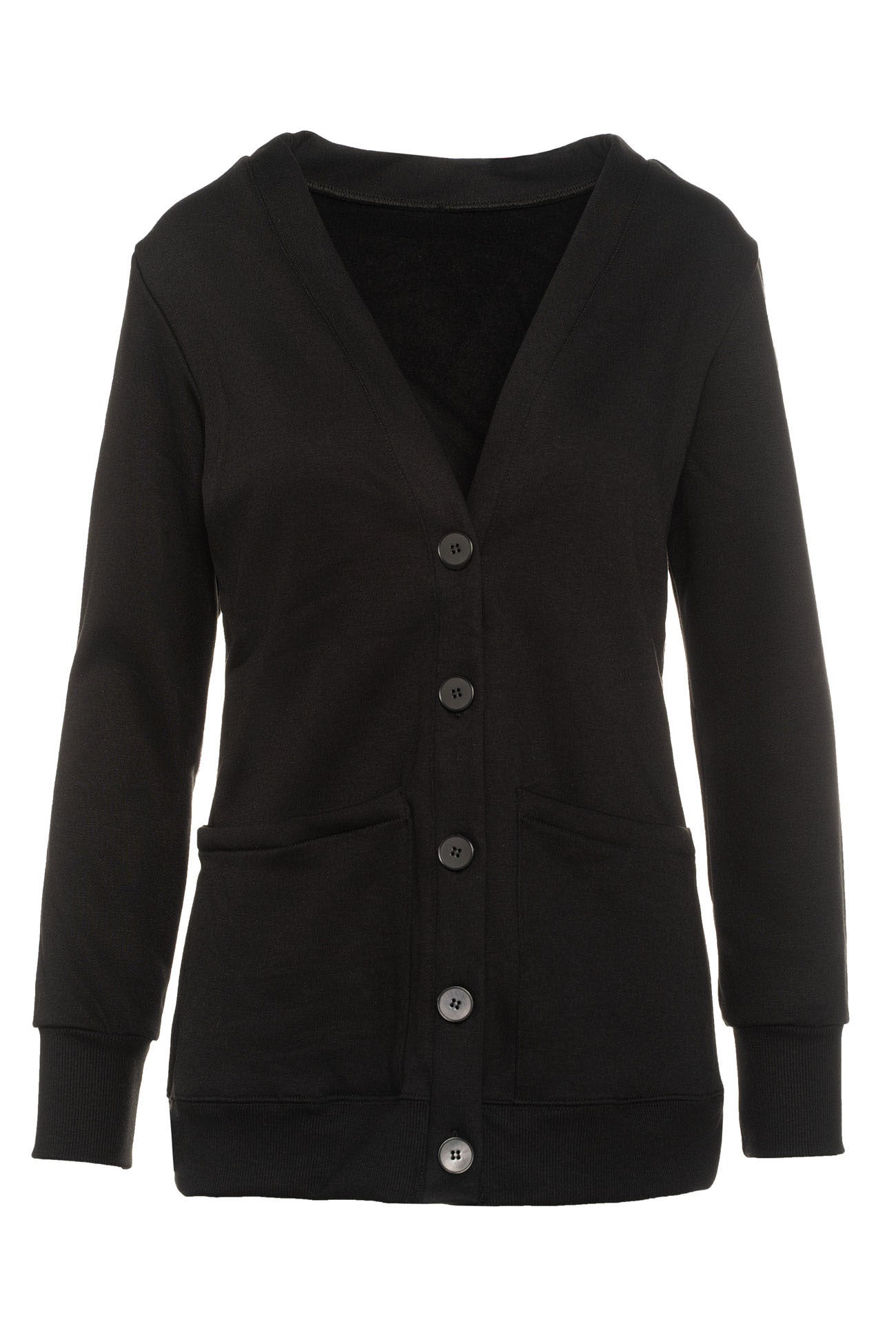 Black organic cotton cardigan with buttons