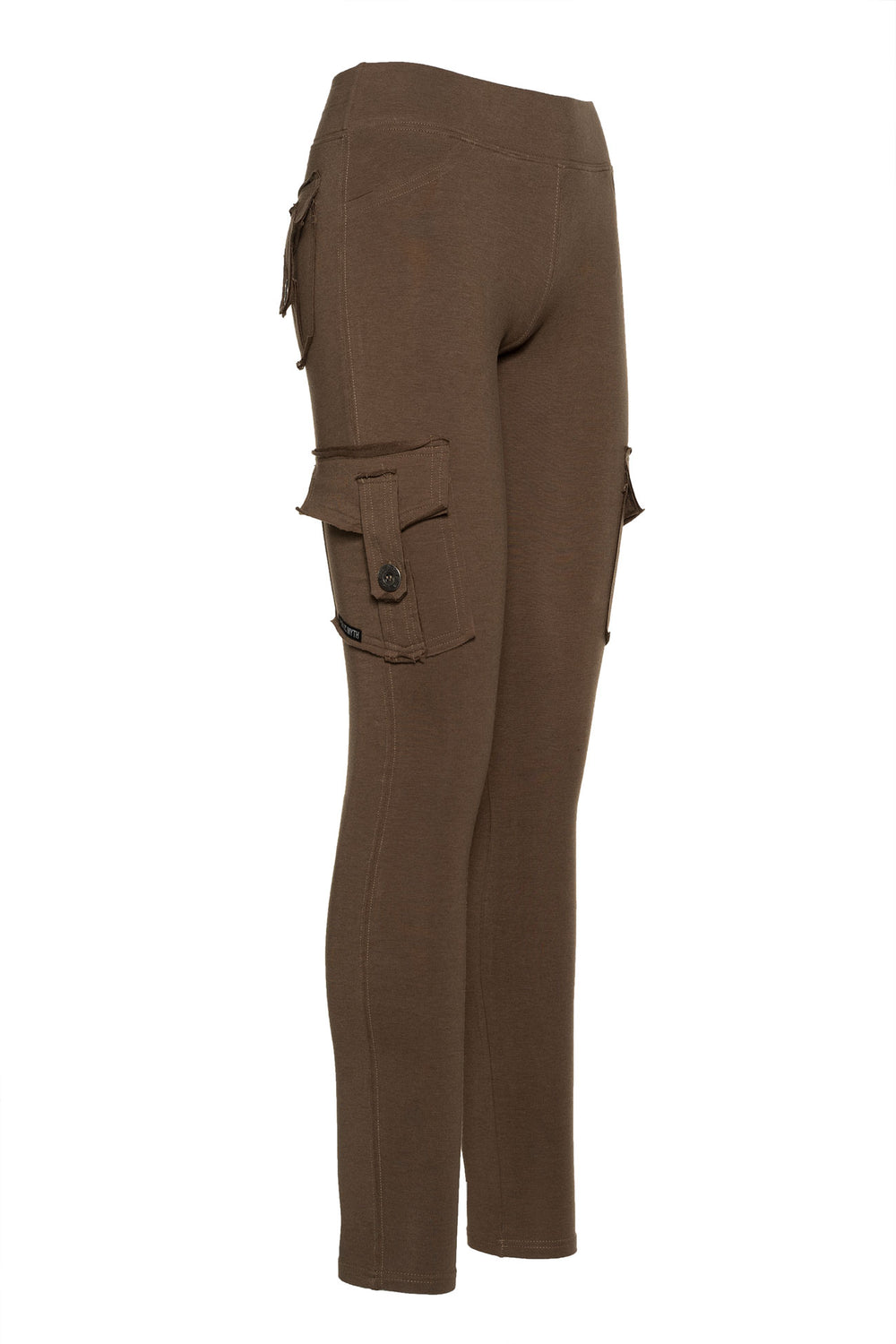 Brown leggings for women with cargo pockets