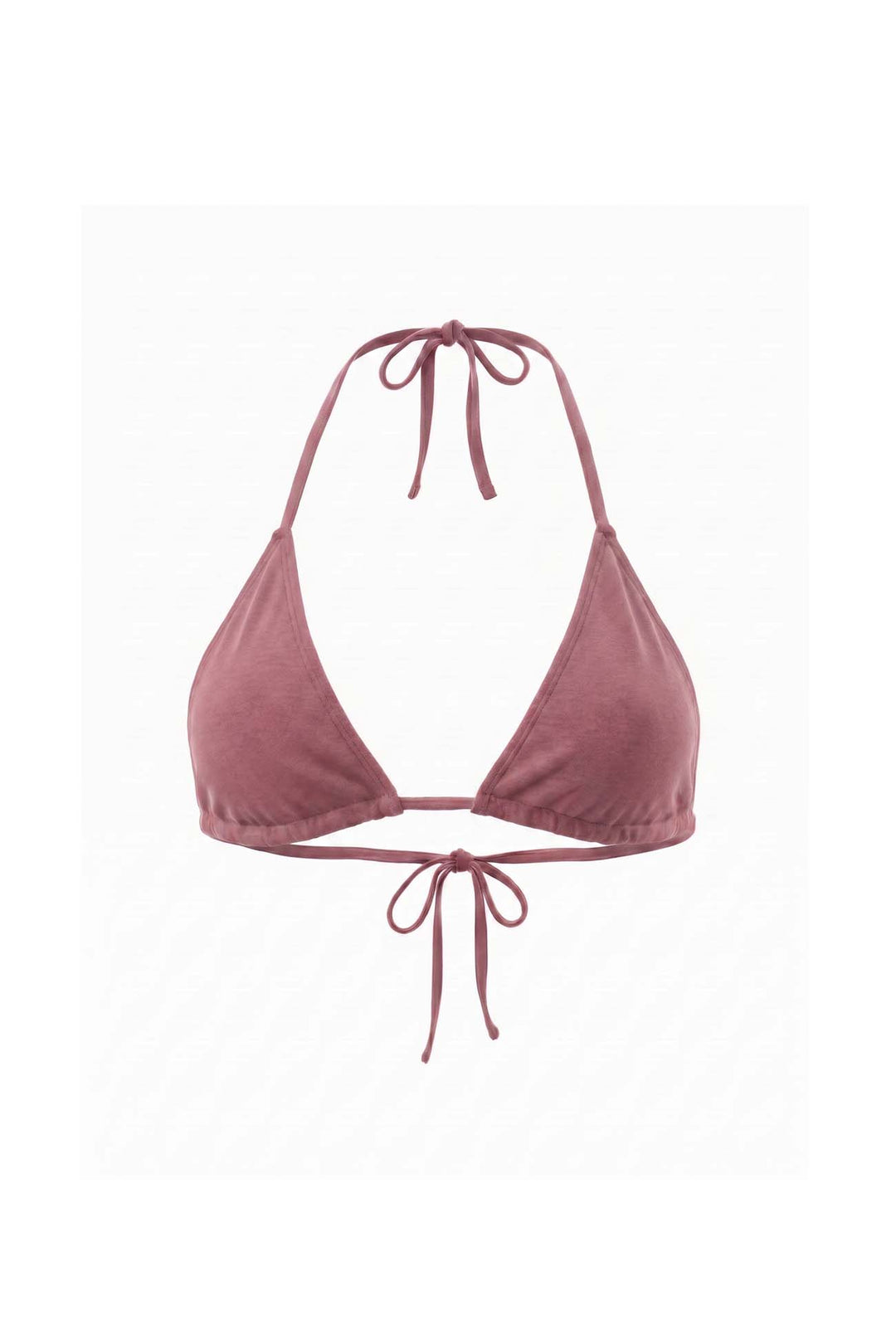 Organic triangle bikini top in a Dusty Rose color
