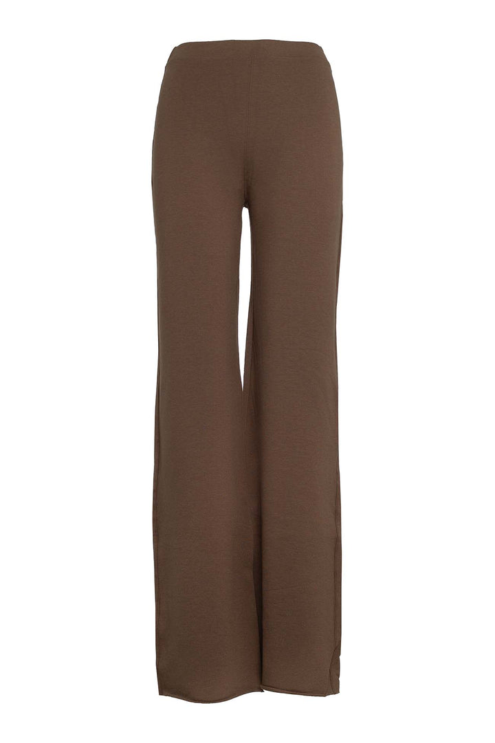 Organic brown high waist yoga pant on a white background