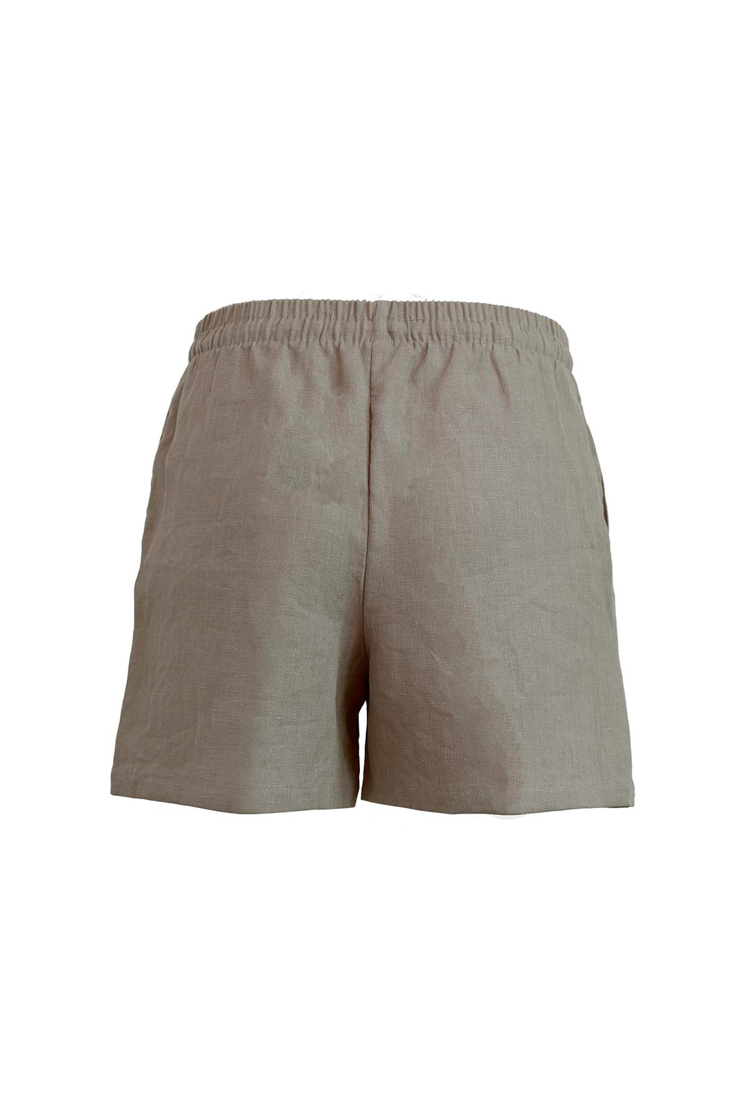 women's taupe linen shorts with