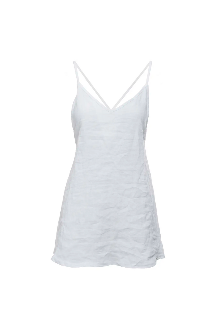 White linen beach dress