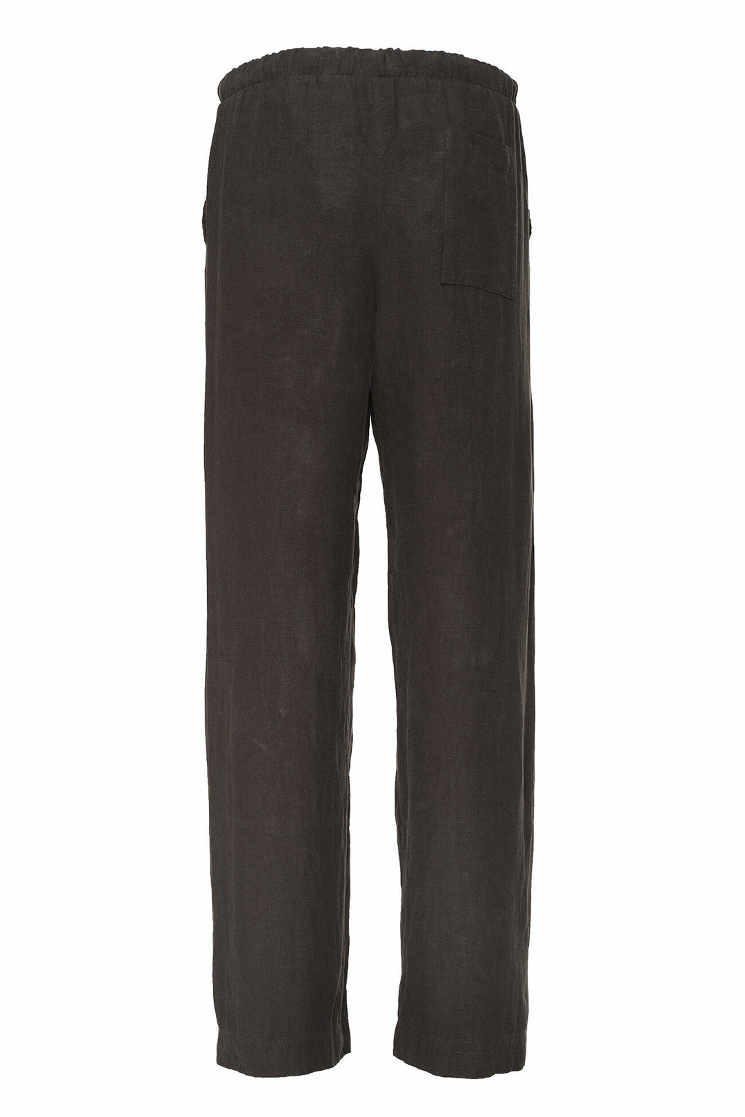 Women's dark brown linen pants with wide legs