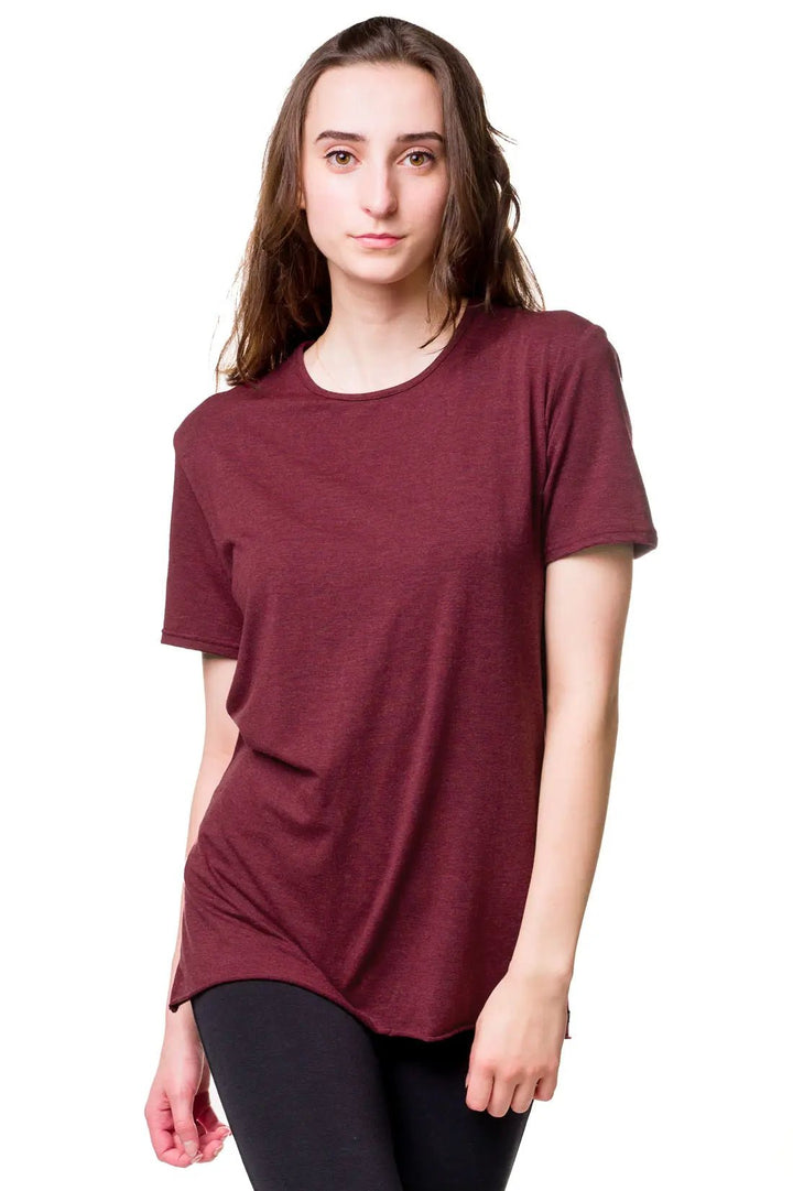 maroon women's bamboo T-shirt