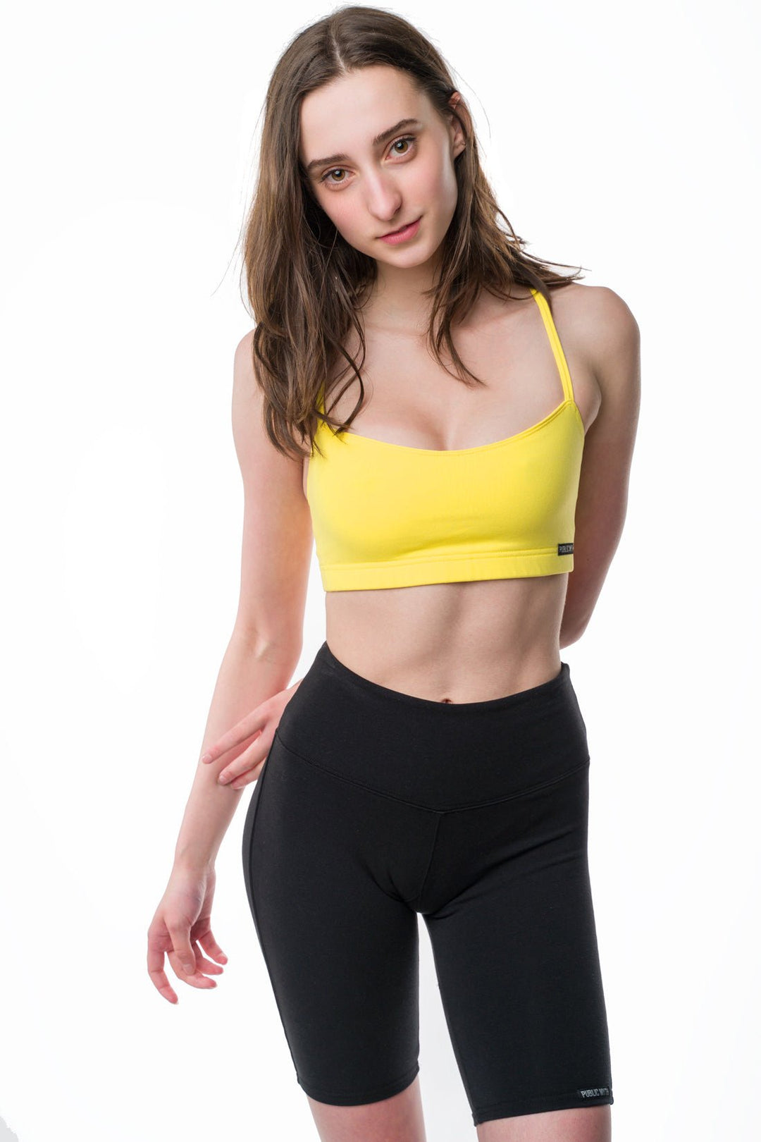 Strappy sport bra in yellow
