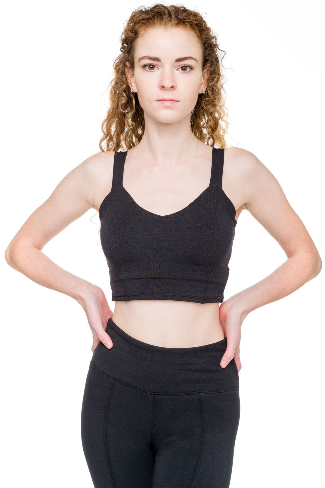Black sustainable bamboo sports bra crop top