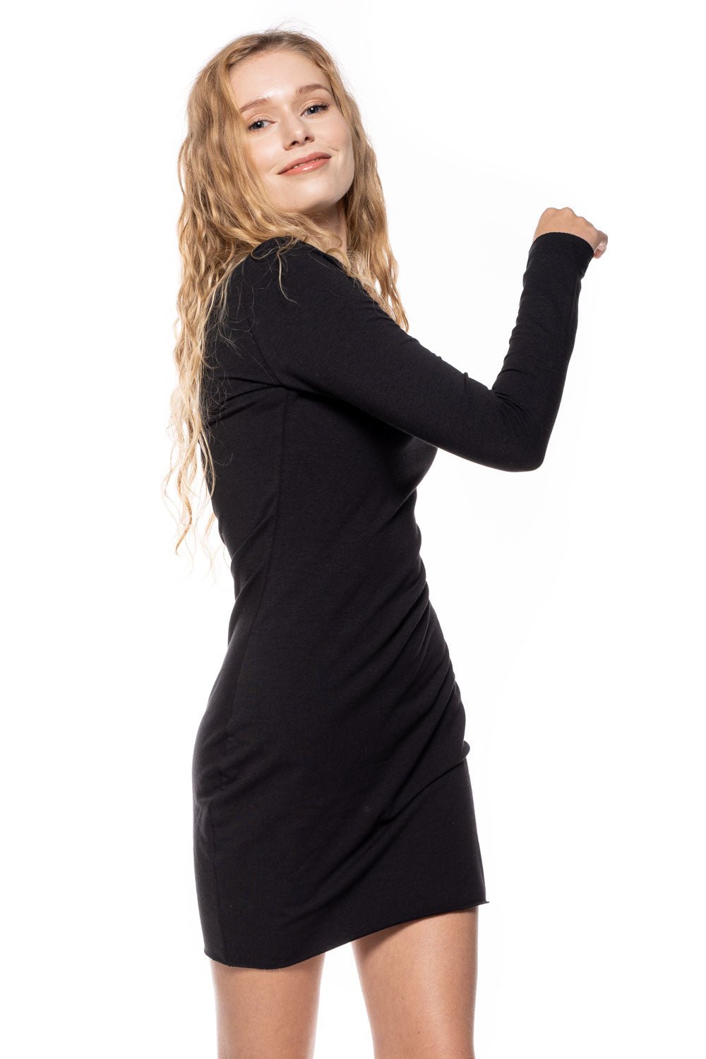 long sleeve fitted dress black