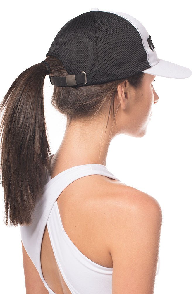black and white workout hat women's