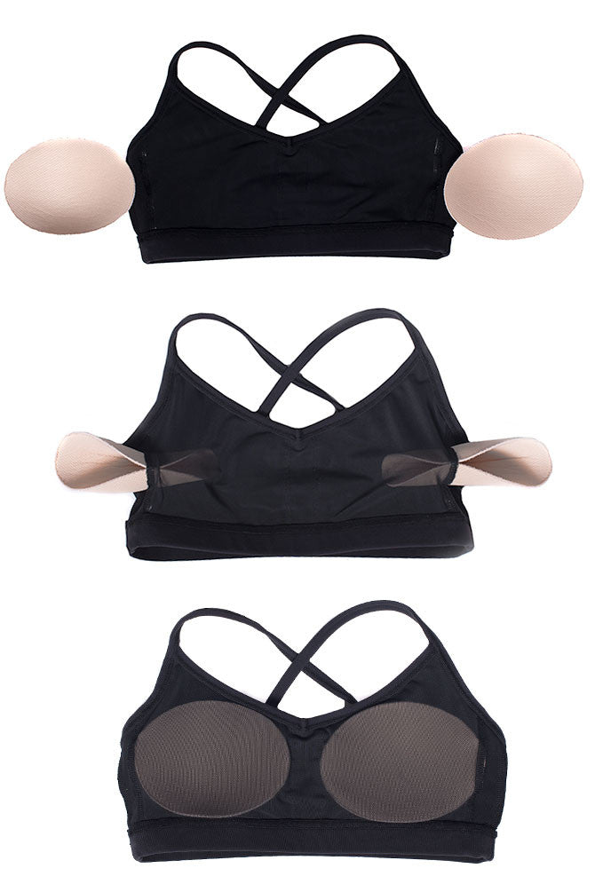 Sport bra with insets and molded cups