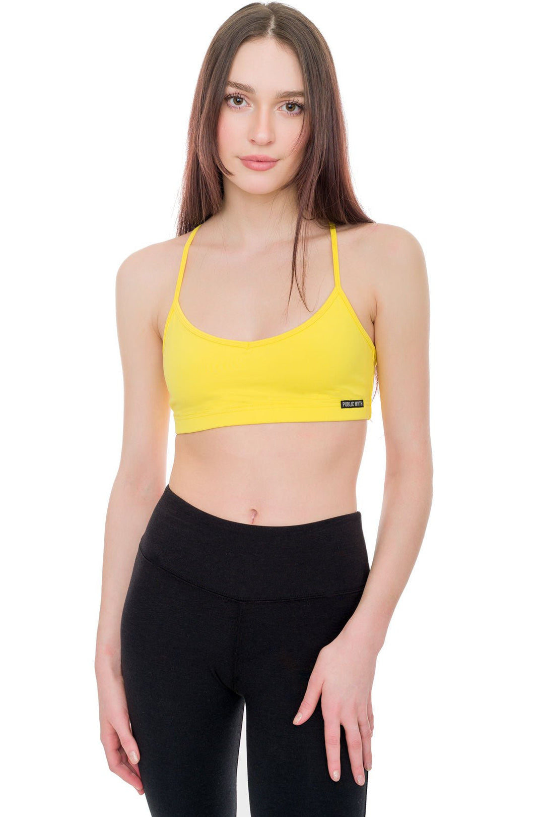 Yellow sports bra with thin straps