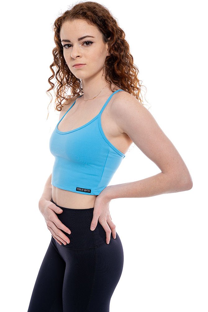 blue sports bra crop top for working out