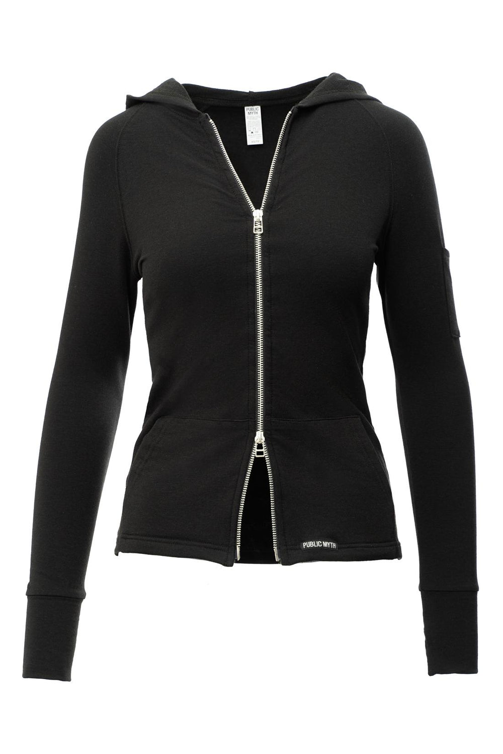 black two way zip hoodie