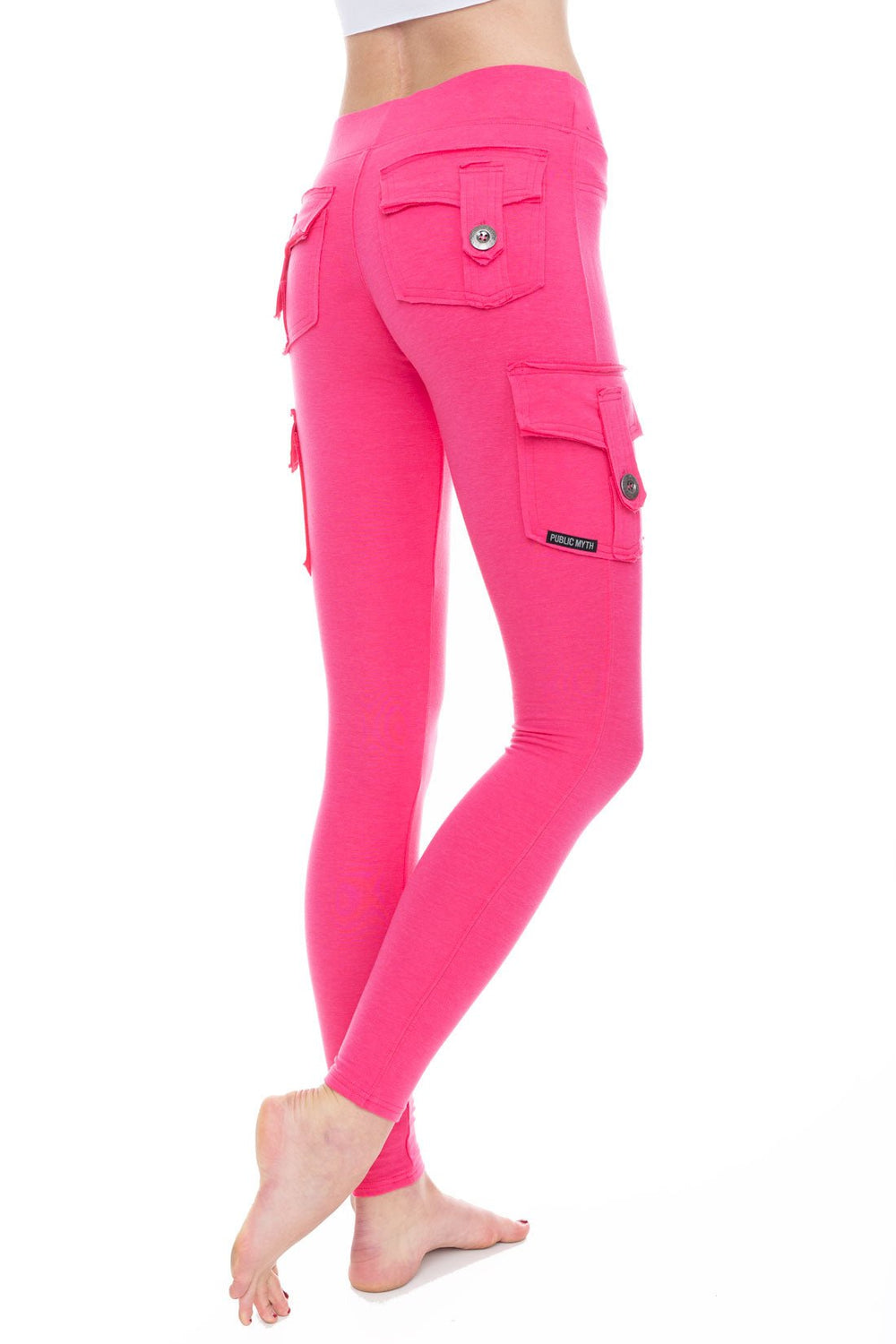 hot pink pocket leggings with back pockets and side pockets made from Tencel Lyocell and organic cotton