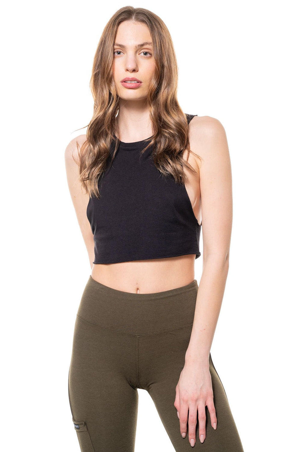 Black Cropped Muscle Tank