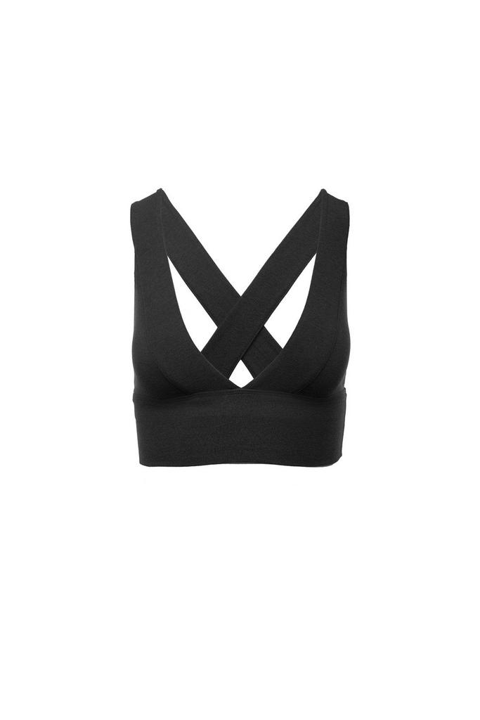 V Neck sports bra in black