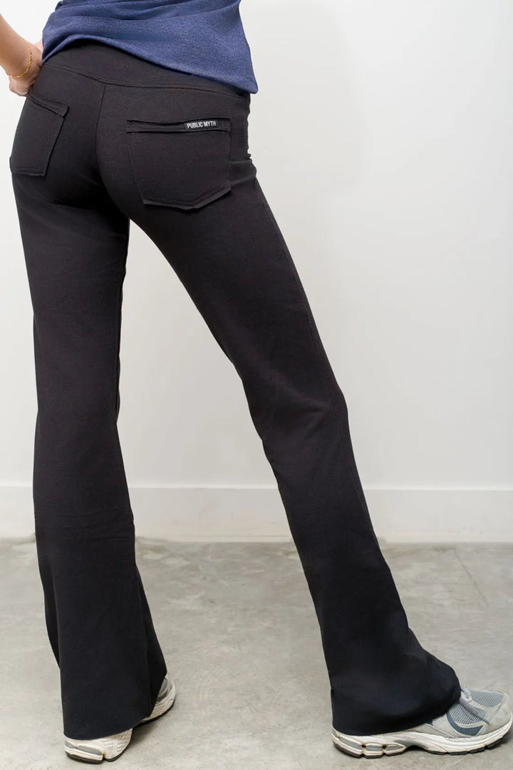 Low rise flare pants with back pockets