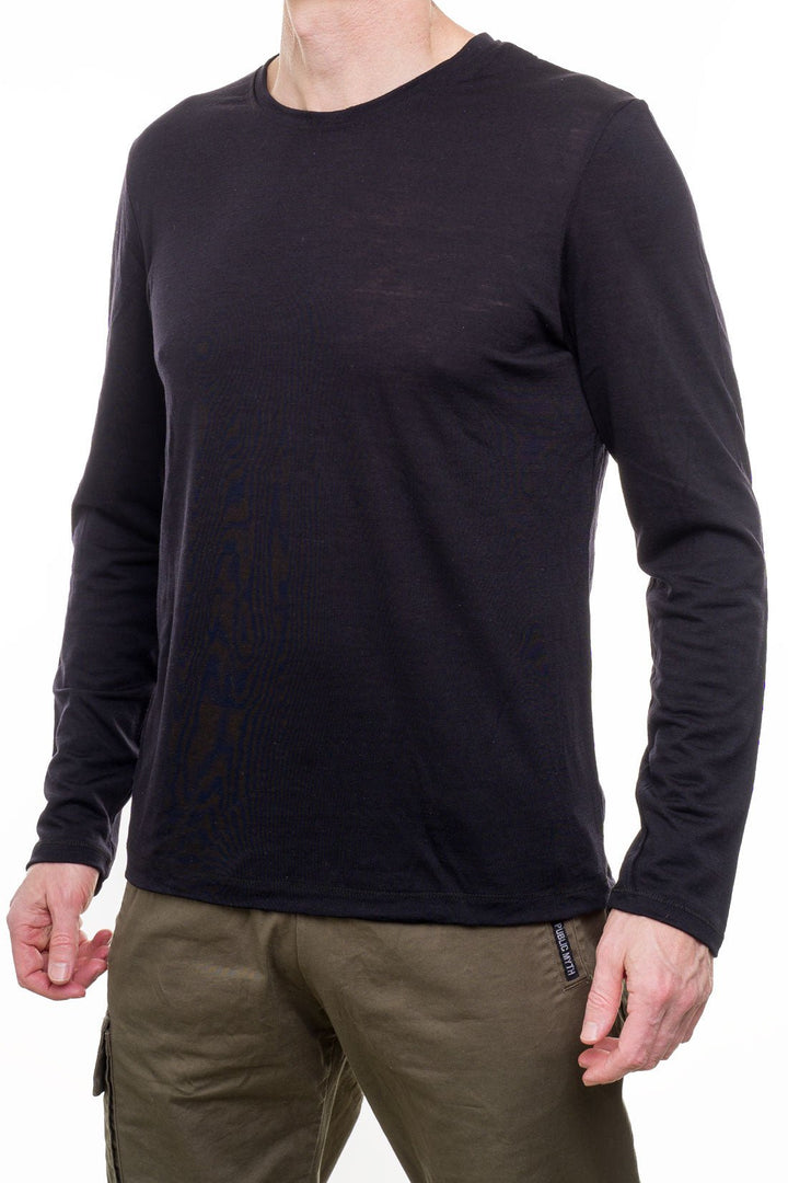 black long sleeve merino wool shirt 