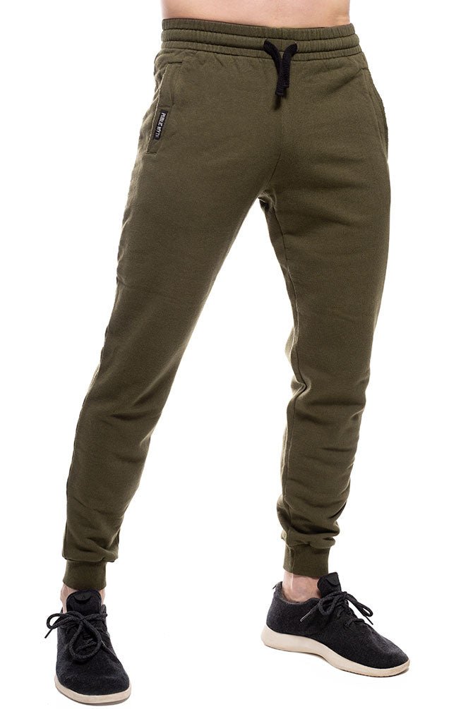 green men's organic cotton sweatpants ethically made from organic cotton and bamboo with four pockets