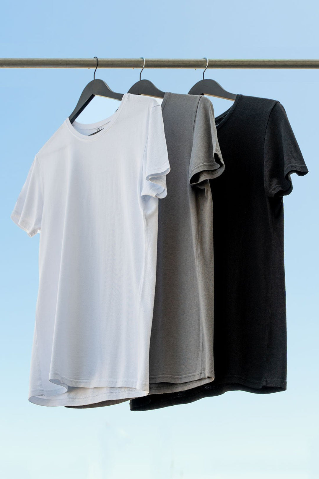 men's bamboo T-shirts in white, gray and black
