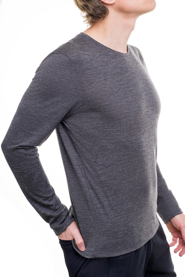 gray long sleeve 100% superfine merino wool shirt 