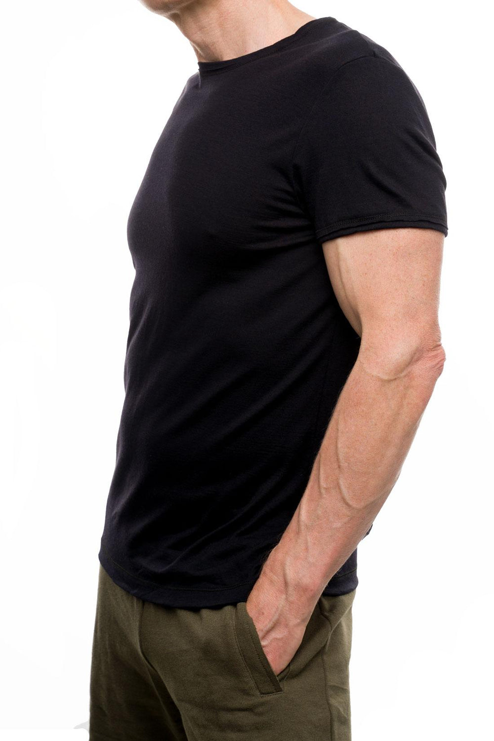 Black men's Superfine merino wool t-shirt