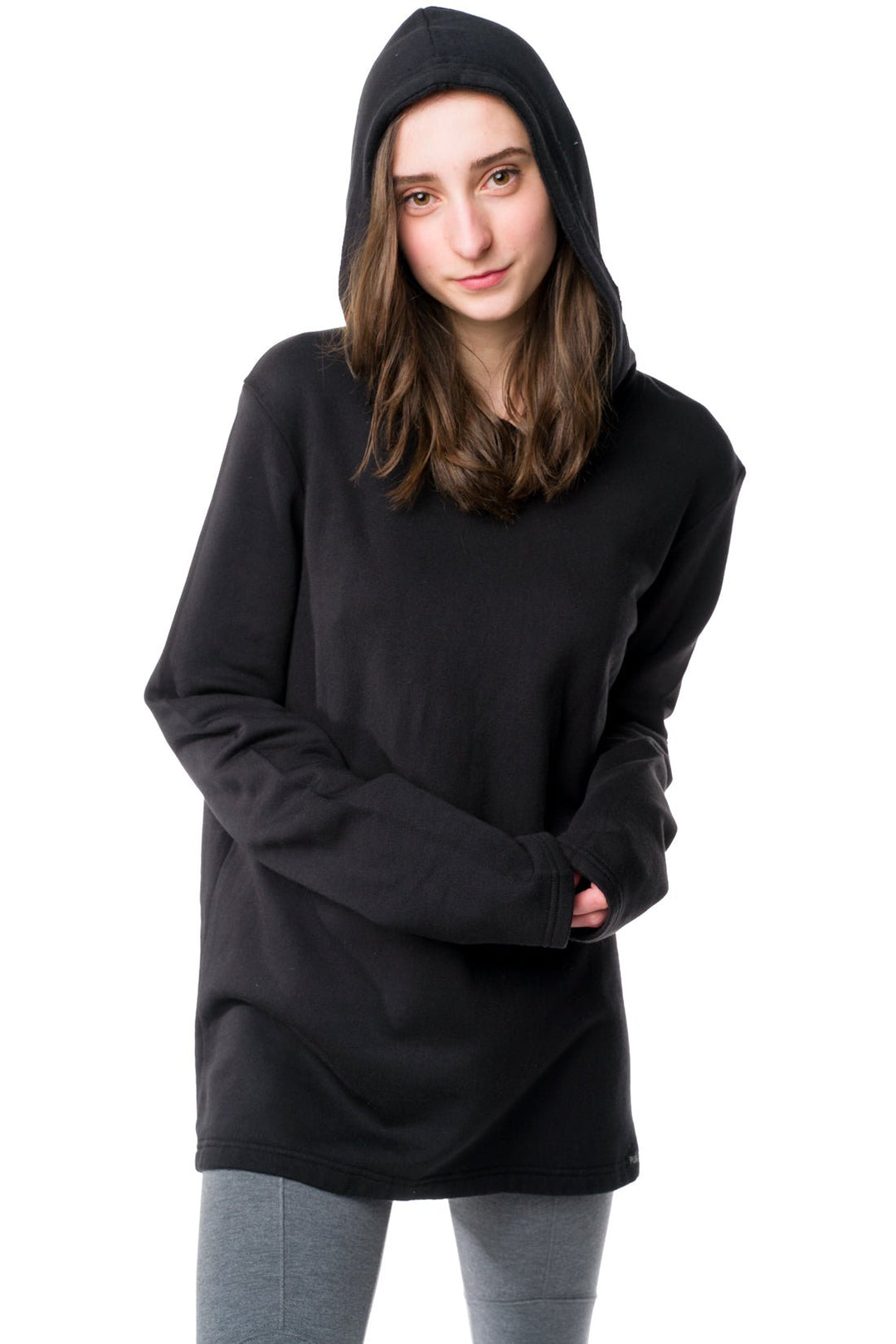 black organic cotton hooded womens sweatshirt
