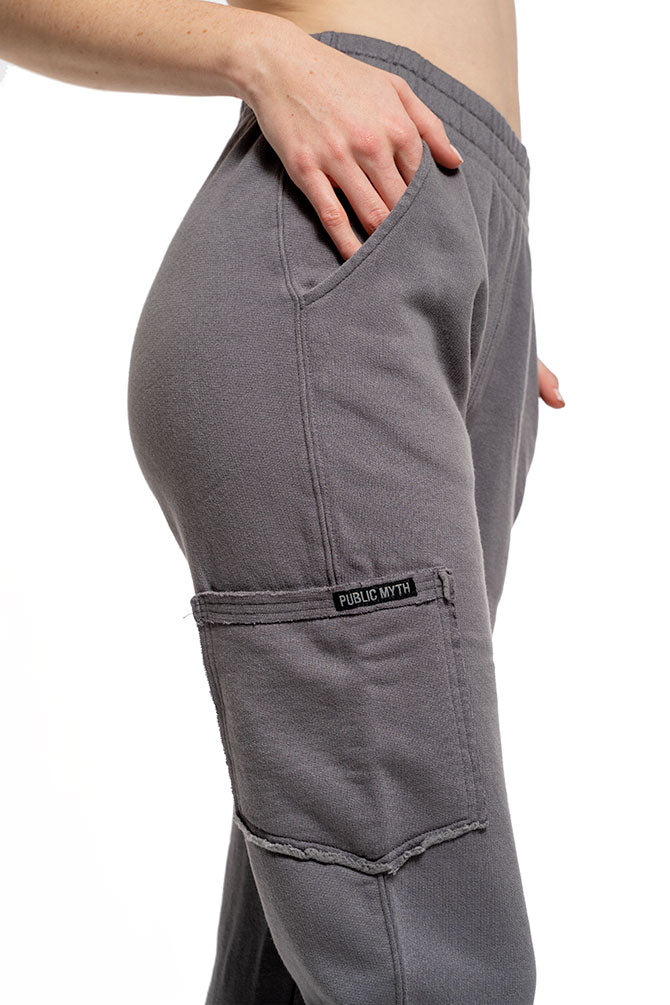 gray organic cotton joggers for women with three pockets